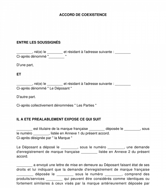 Accord de coexistence de marques