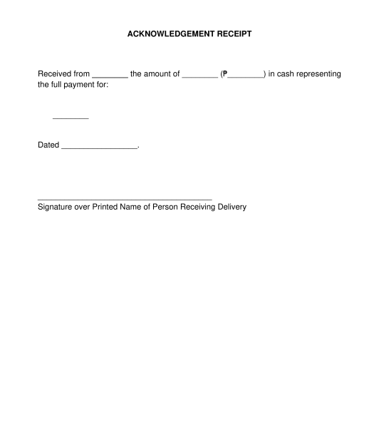 Acknowledgement Receipt Sample Template