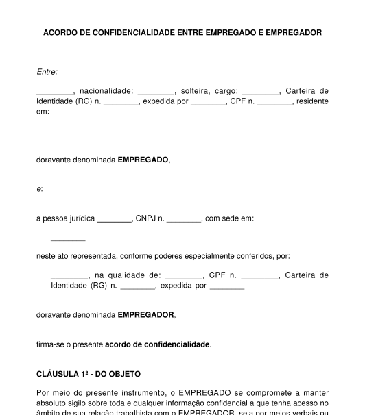 Modelo Termo de Confidencialidade, PDF