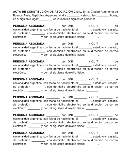Acta Constitutiva de Asociación Civil