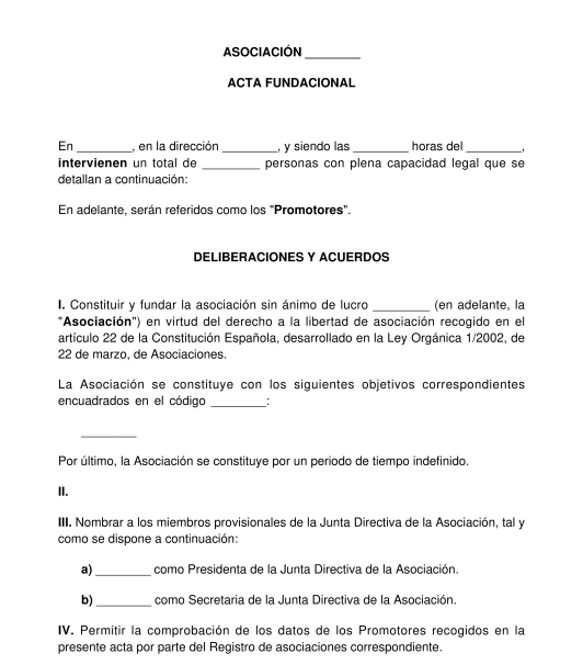 Acta fundacional de una asociación