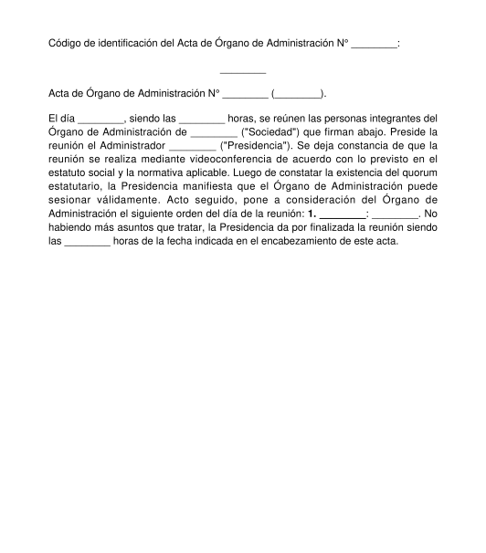 Acta de Órgano de Administración de S.A.S.