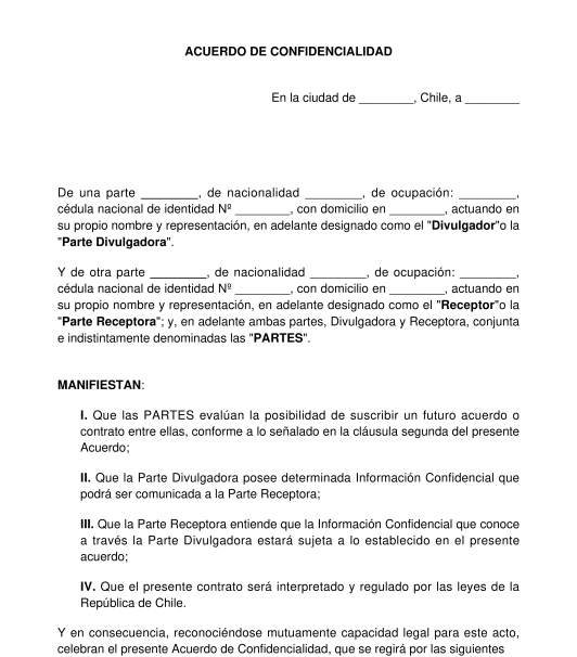 Acuerdo de Confidencialidad NDA