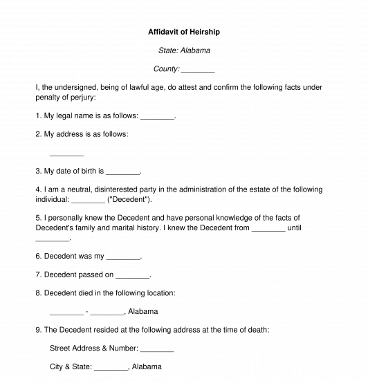 Affidavit of Heirship