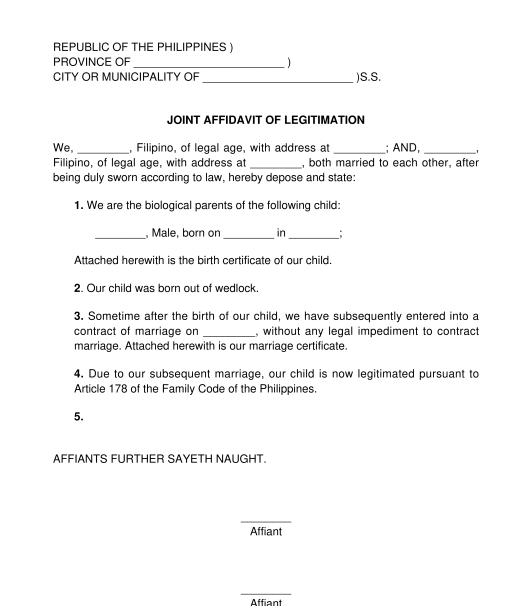 Affidavit of Legitimation