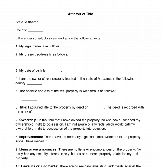 Affidavit of Title
