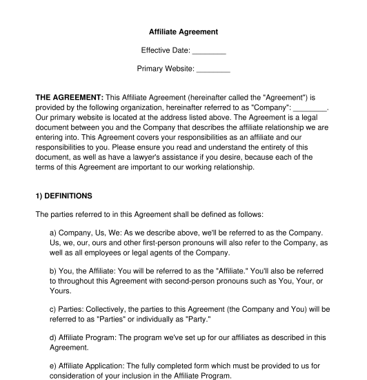 Netfirms Affiliate Agreement