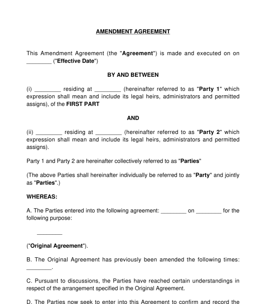 Amendment Agreement