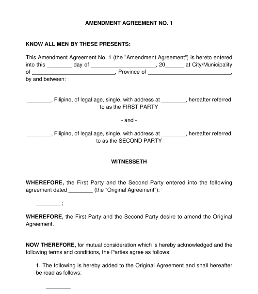 Amendment to Agreement