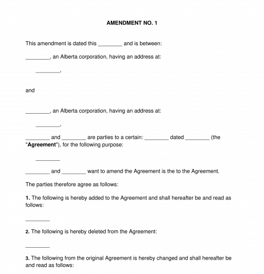 Amendment to an Agreement