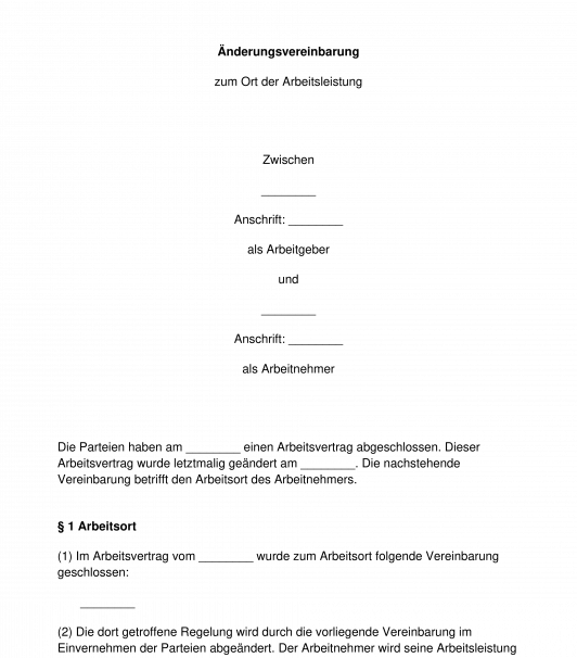 Änderungsvertrag Versetzung - Arbeitsrecht