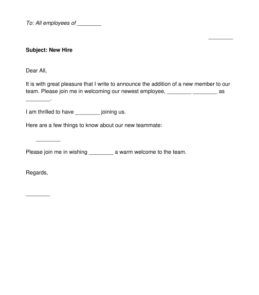 Announcement of New Employee
