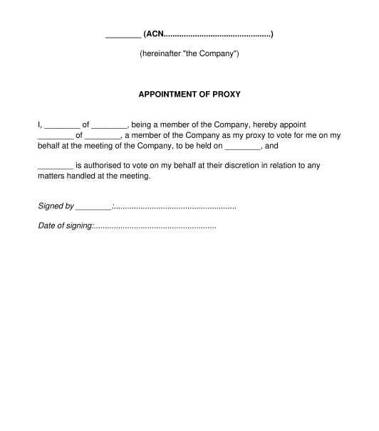 Appointment Of Proxy Sample Template Word And PDF