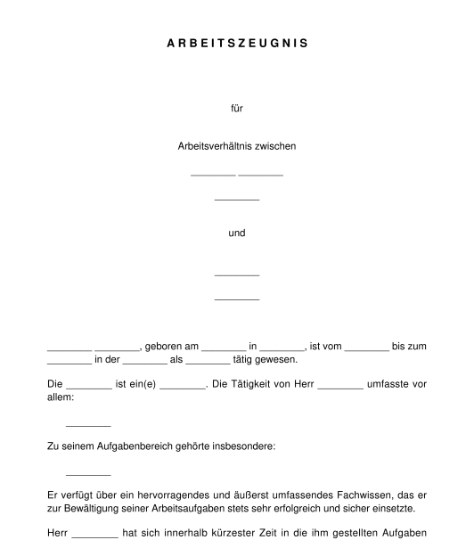 Arbeitszeugnis Muster Vorlage Online Word Und Pdf