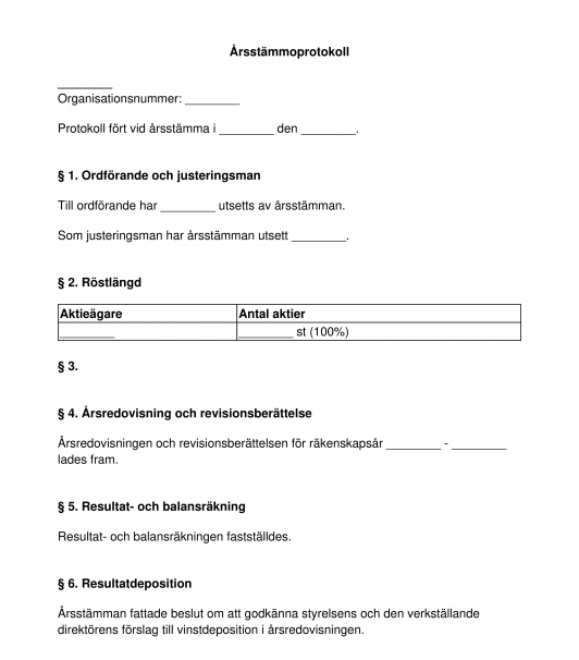 Årsstämmoprotokoll