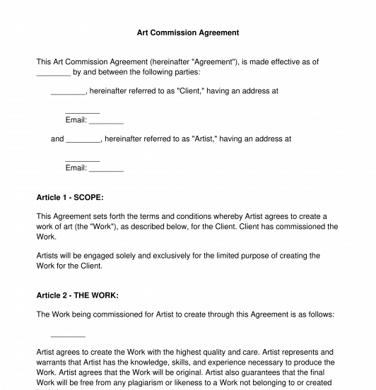 Art Commission Contract Template