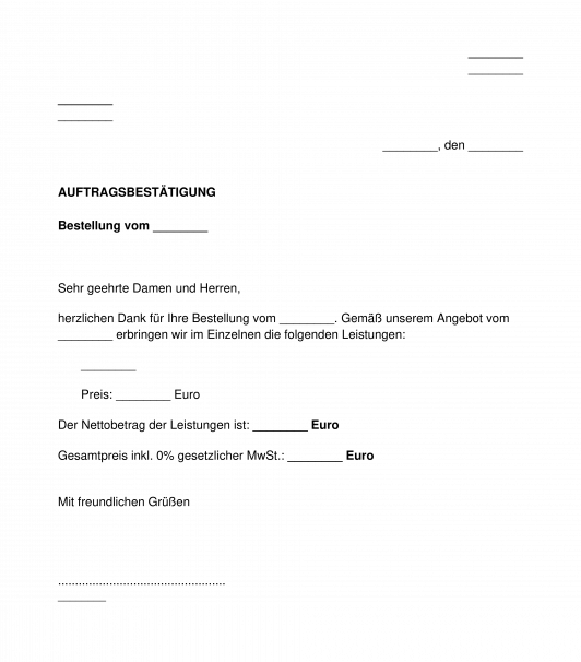 Auftragsbestätigung
