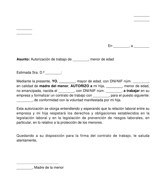 Autorización de trabajo para menor de edad