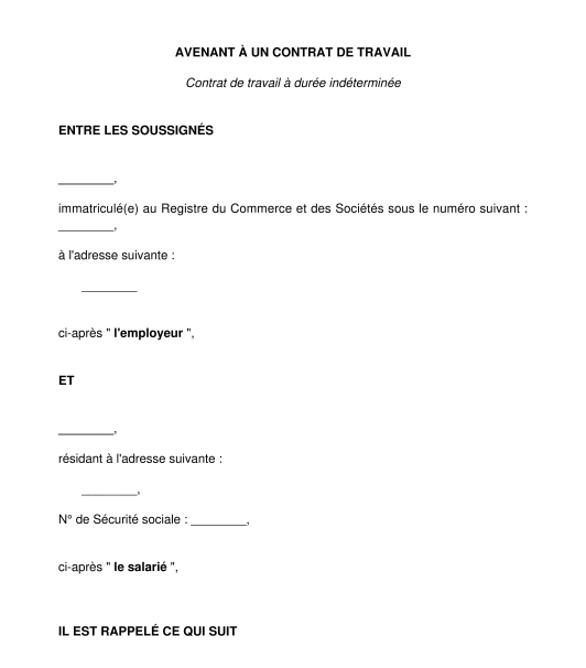 Avenant contrat cesu pdf