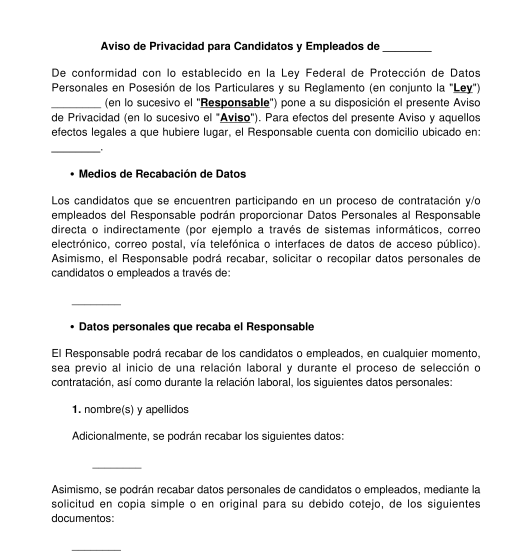 Aviso de Privacidad para Candidatos y Empleados