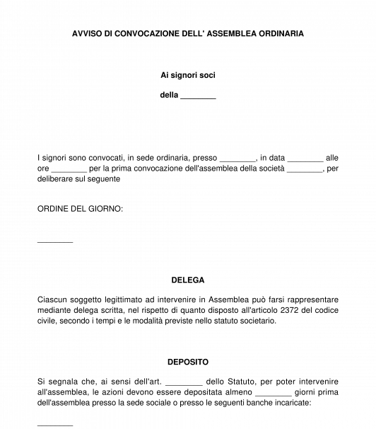 Avviso di convocazione dell'assemblea dei soci