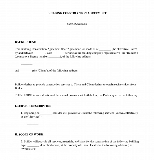 Building Construction Agreement