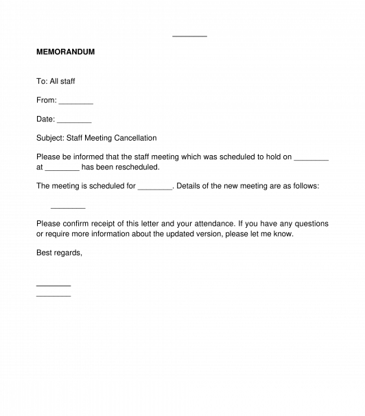 Cancellation of Scheduled Staff Meeting