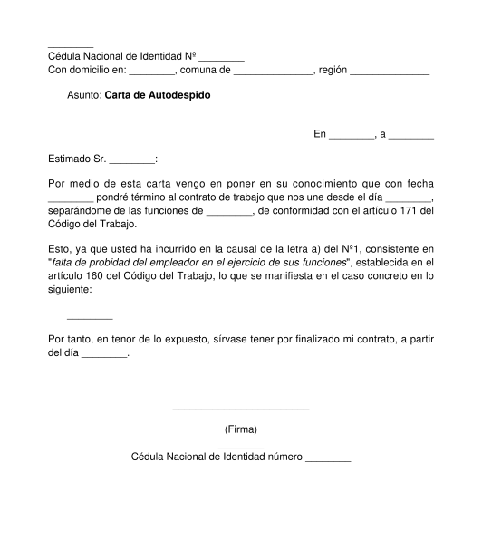 Carta de Autodespido - Modelo en Formatos Word y PDF