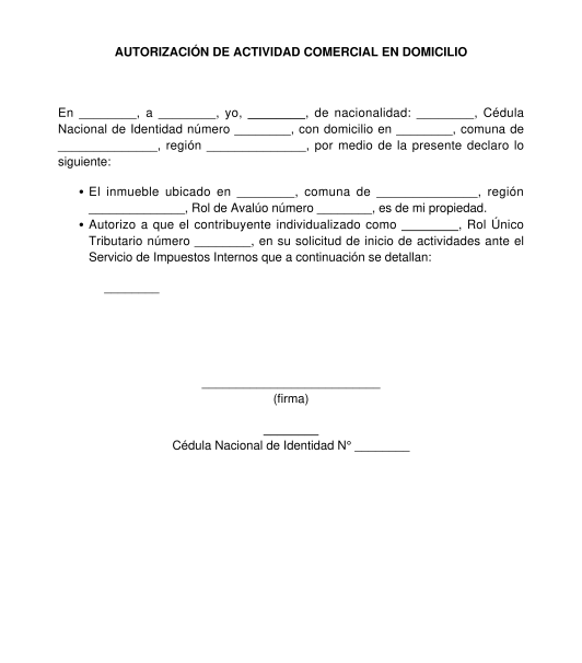 Carta Poder para Autorización de Actividad Comercial en Domicilio