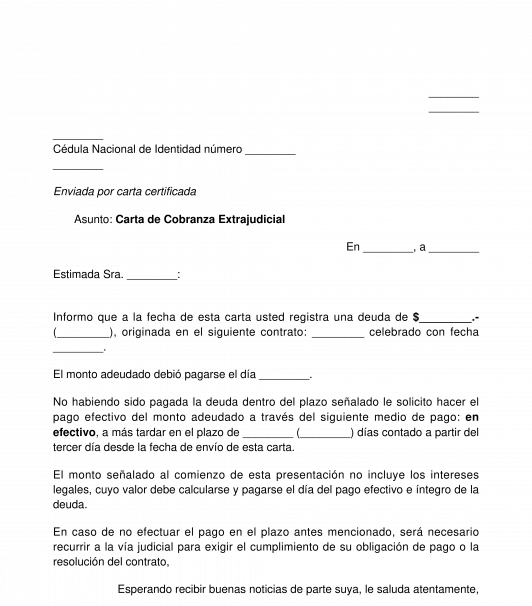 Carta de Cobranza - Modelo en Formatos Word y PDF