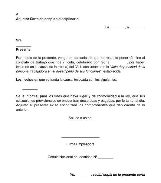 Carta de Despido Disciplinario