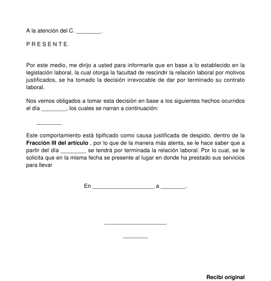 Carta De Despido Justificado Modelo Word Y Pdf