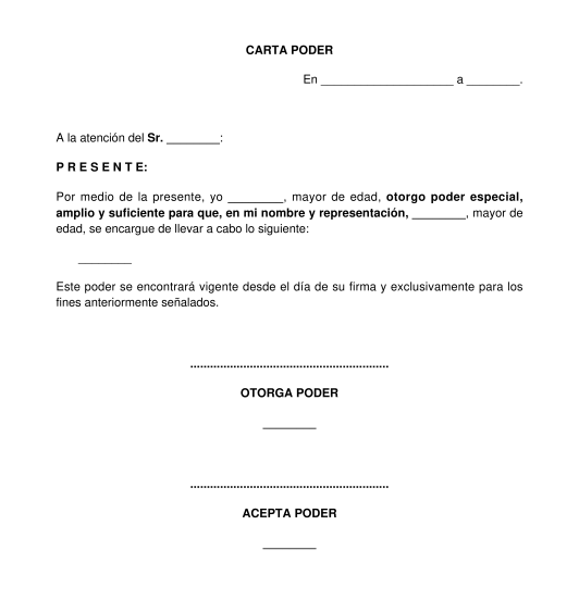 Carta poder - Modelo, Formato en Línea para Word y PDF