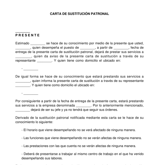 Carta de sustitución patronal