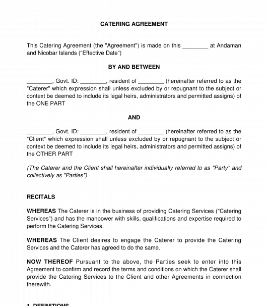 Catering Agreement