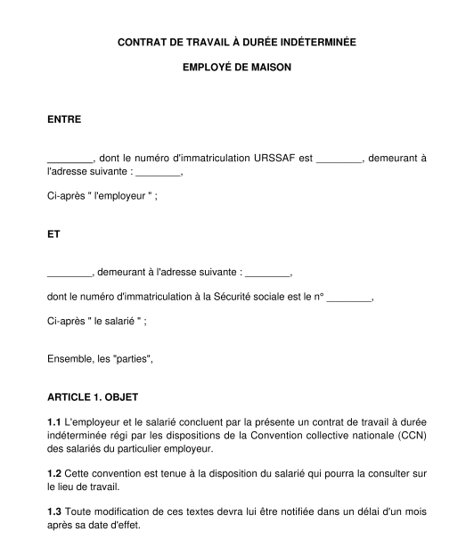 modele lettre fin de contrat nounou