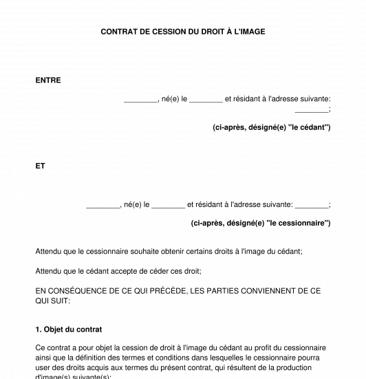 Cession de droit à l'image