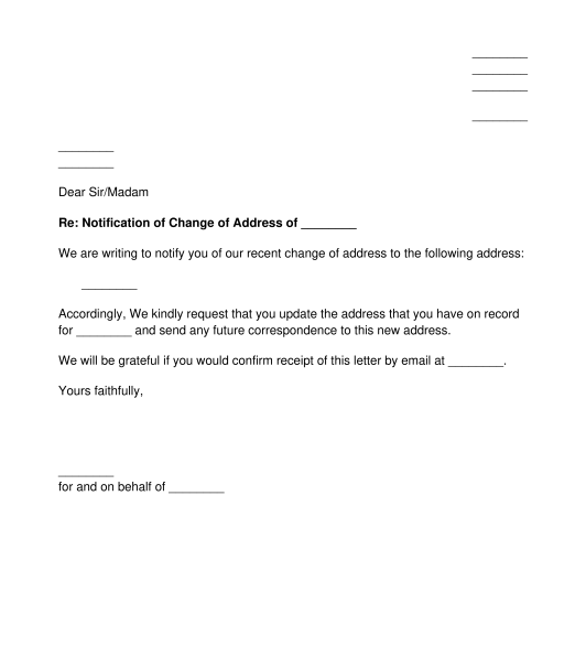 Change of Business Address Letter