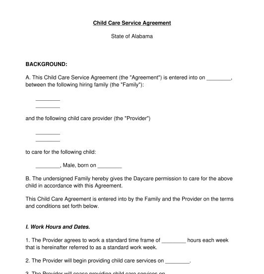 Child Care Service Agreement