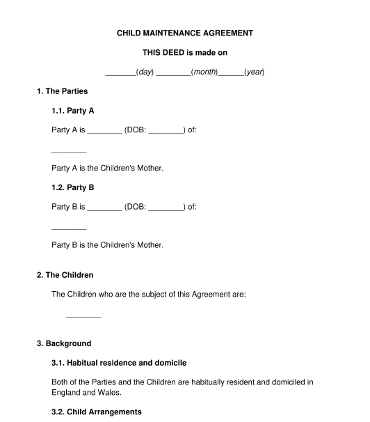 Child Maintenance Agreement