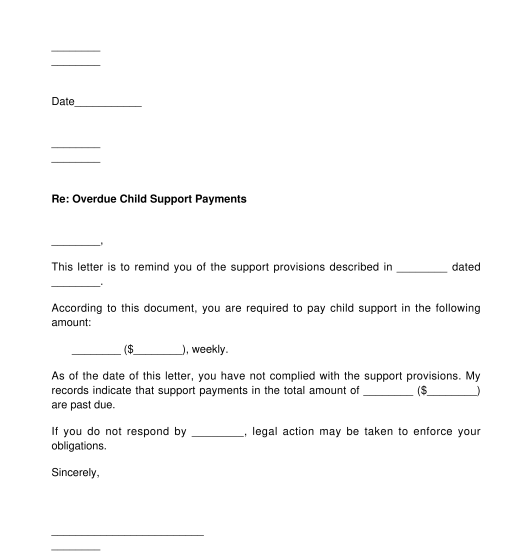 Child Support Application Letter