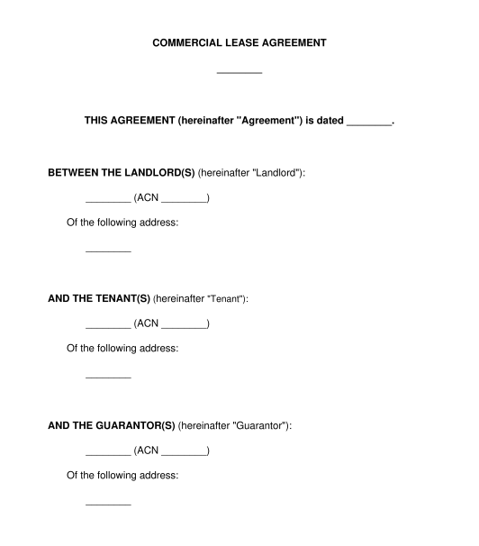 Commercial Lease Agreement Non-Retail