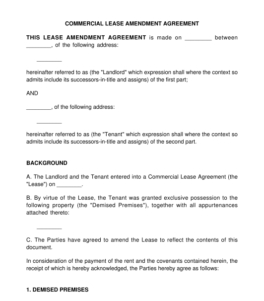 Commercial Lease Amendment Agreement