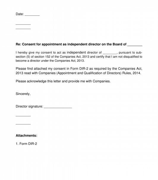 Consent to Act as Director