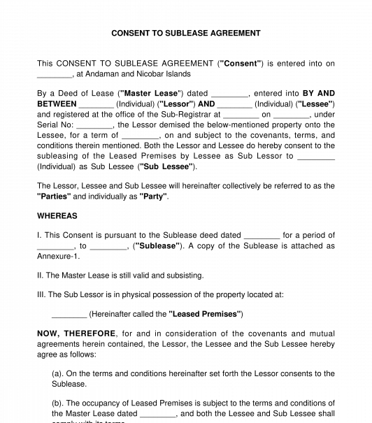 Consent to Sublease Agreement