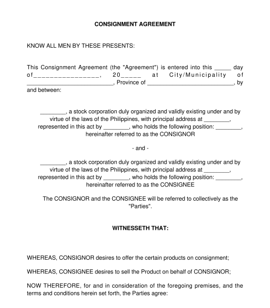 Free Consignment Agreement Template Australia