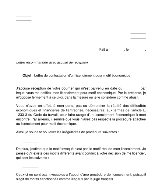 Contestation de Licenciement pour Motif Économique