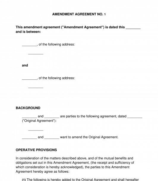 Amendment Agreement Template