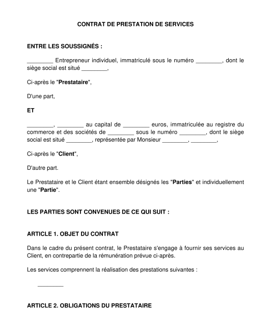 Contrat de prestation de services