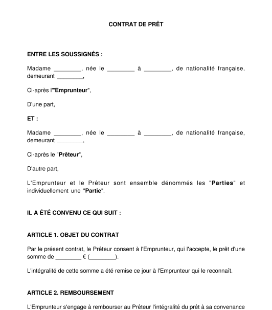 Fiche d'emprunt : Modèle gratuit en format Word, PDF